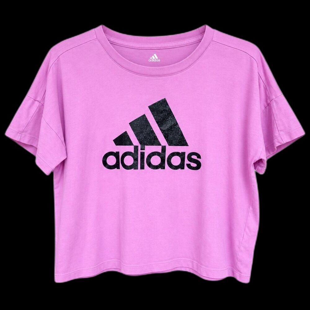 Adidas Women's Pink and Purple Crop-top size large